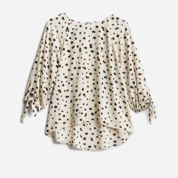 Papermoon Tops - Women’s PAPERMOON Larie Tie Sleeve Blouse Size Large | Beige and Black | EUC